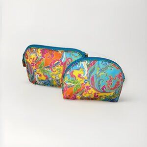 Ralph Lauren Women's Colorful Paisley Toiletry Bag Set of 2 Travel Cosmetic Bags
